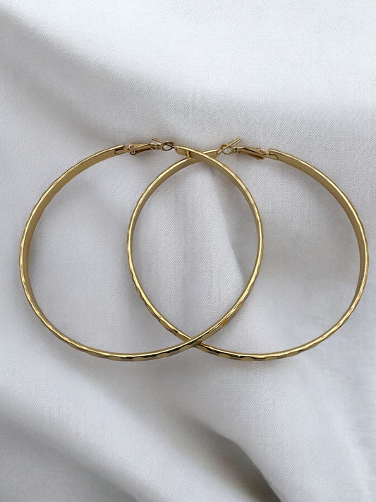 8cm Hammered Design Statement Hoop Earrings