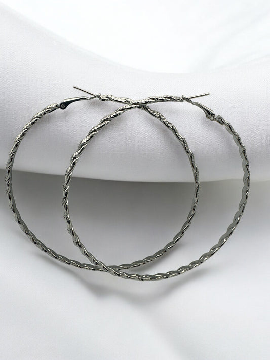 Twisted Design Metal Statement Hoop Earrings