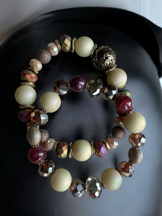 Elegant Boho Chic Multicoloured Beaded Bracelet Set