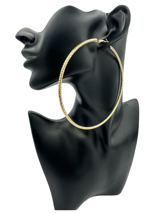 10cm Large Bold Textured Statement Hoop Earrings