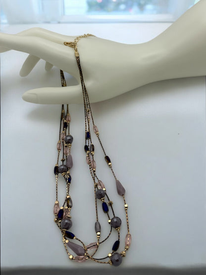 Elegant Bohemian Multilayer Beaded Necklace with Gold Accents