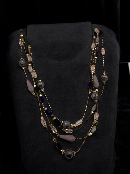 Elegant Bohemian Multilayer Beaded Necklace with Gold Accents