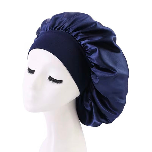 Large Band Satin Silk Single Layered Luxury Bonnet Caps – Stylish Hair Protection for Braids, Locs, and Long Hair