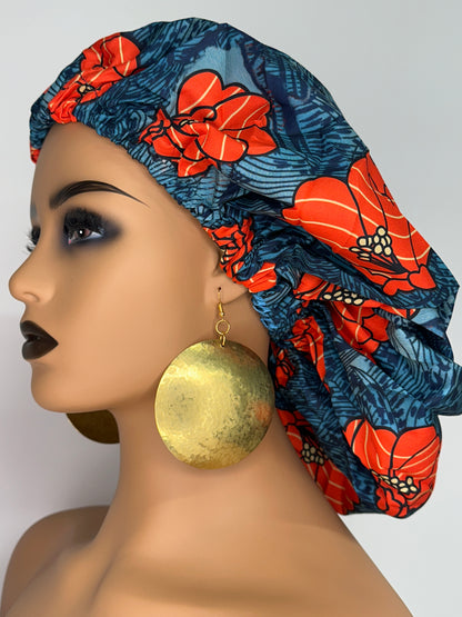 Double Layered Ankara Pattern Satin Silk Revisable Bonnet Cap