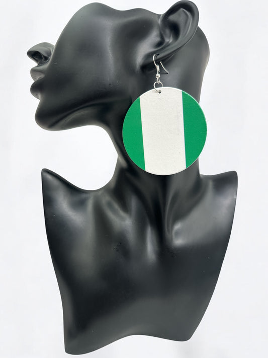 Double-Sided West African Countries Flags Print Round Dangle Earrings – Lightweight Statement Earrings for Women