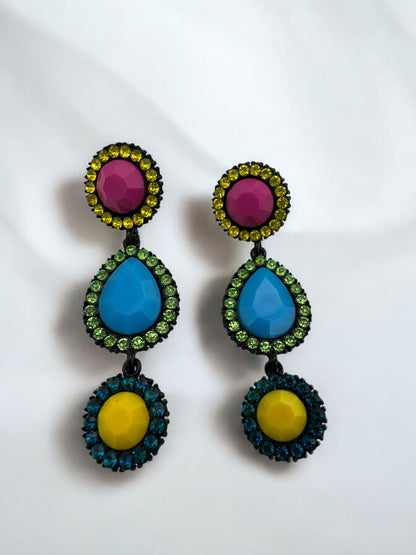 Bold Bohemian Multicoloured Resin Drop Earrings