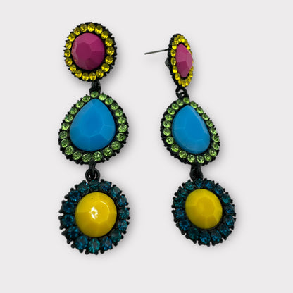 Bold Bohemian Multicoloured Resin Drop Earrings