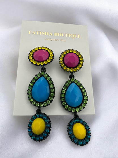 Bold Bohemian Multicoloured Resin Drop Earrings