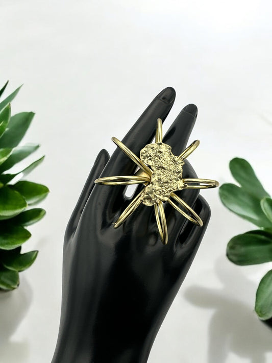 Bold Africa Map Design in Sculptural Style Statement African Brass Ring