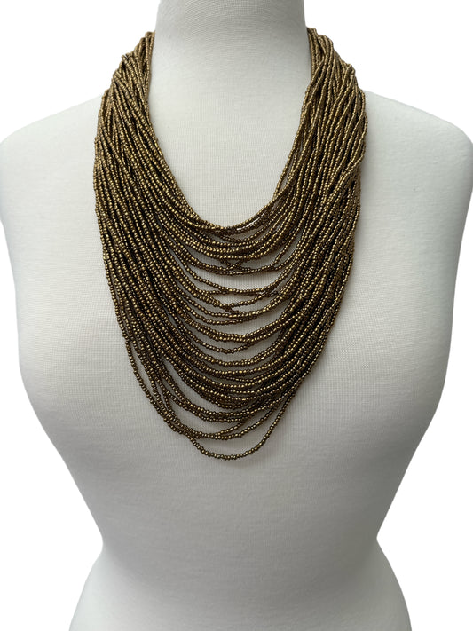 Authentic African Multi Strand Gold Beaded Necklaces