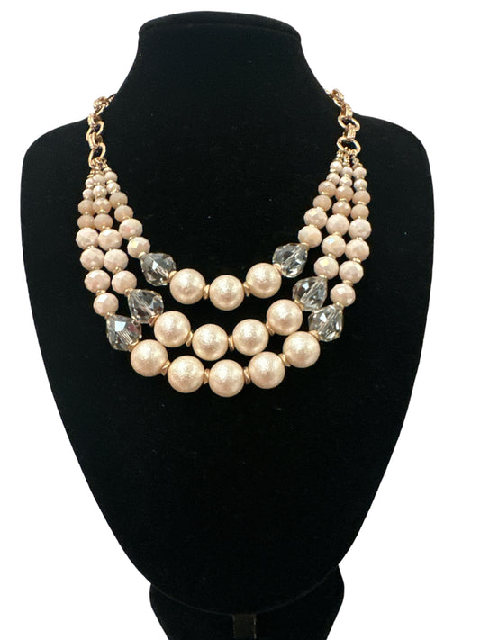 Bohemian Classic Style Triple Strands Faux Beaded Pearls Necklace