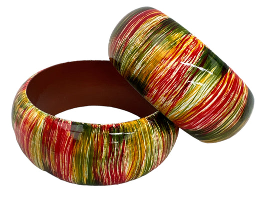 Large Size Hand Painted Multicoloured Wooden Bangle