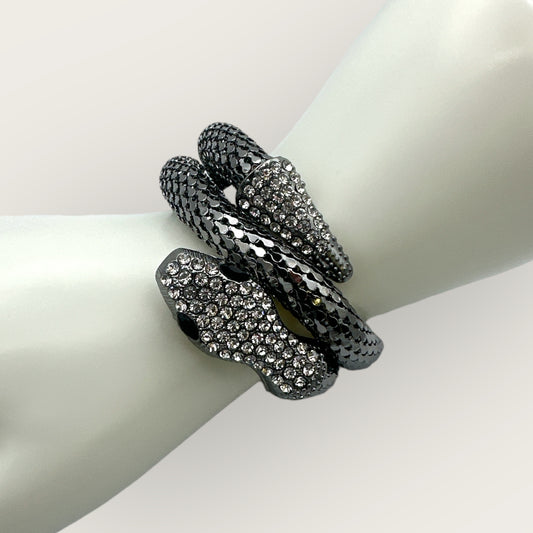 Elegant Rhinestone Snake Wrap Bangle Bracelet