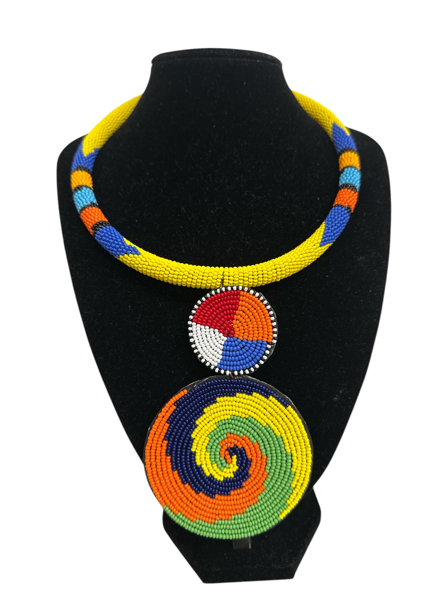 Handmade African Beaded Pendant Necklace – Vibrant Maasai-Inspired Jewellery