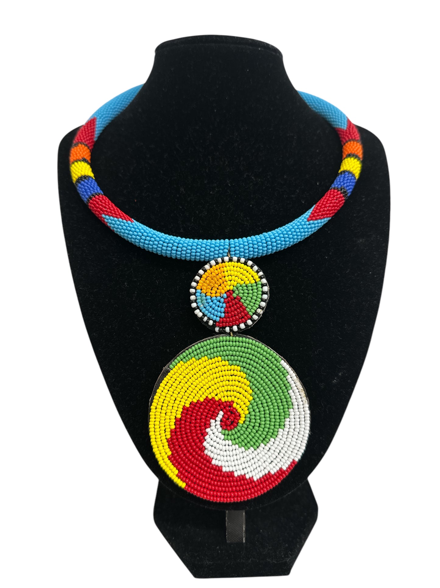 Handmade African Beaded Pendant Necklace – Vibrant Maasai-Inspired Jewellery