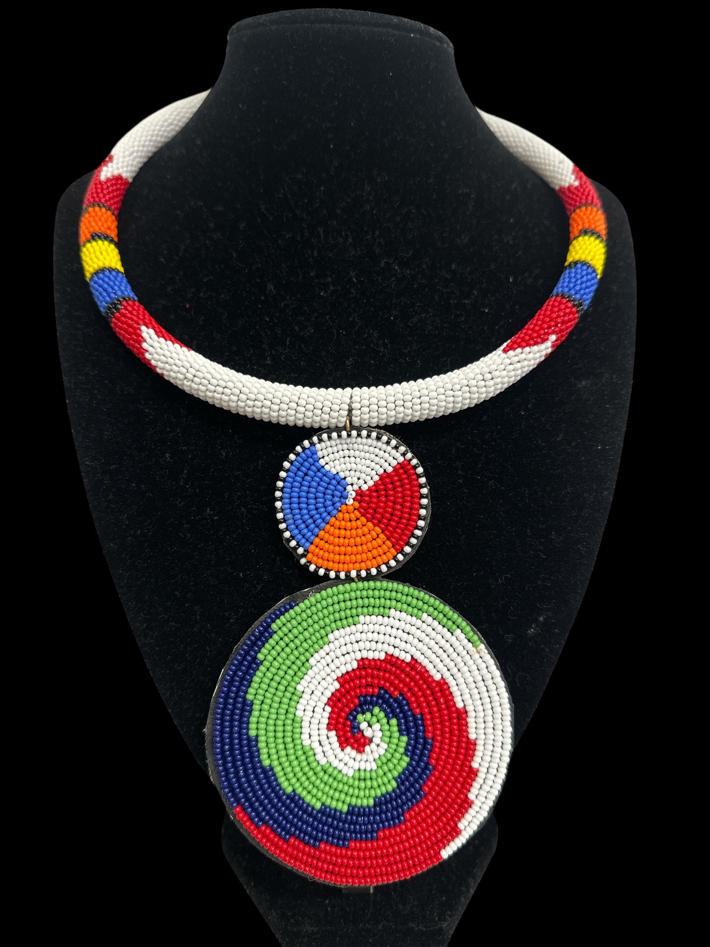 Handmade African Beaded Pendant Necklace – Vibrant Maasai-Inspired Jewellery