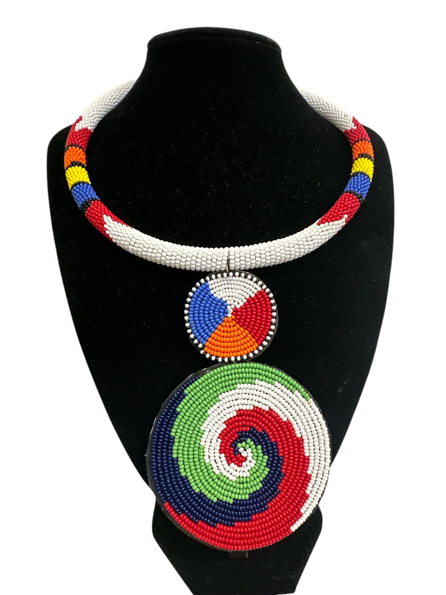 Handmade African Beaded Pendant Necklace – Vibrant Maasai-Inspired Jewellery