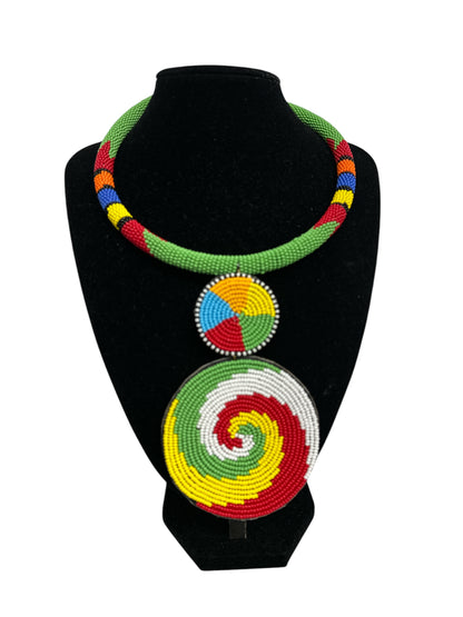 Handmade African Beaded Pendant Necklace – Vibrant Maasai-Inspired Jewellery