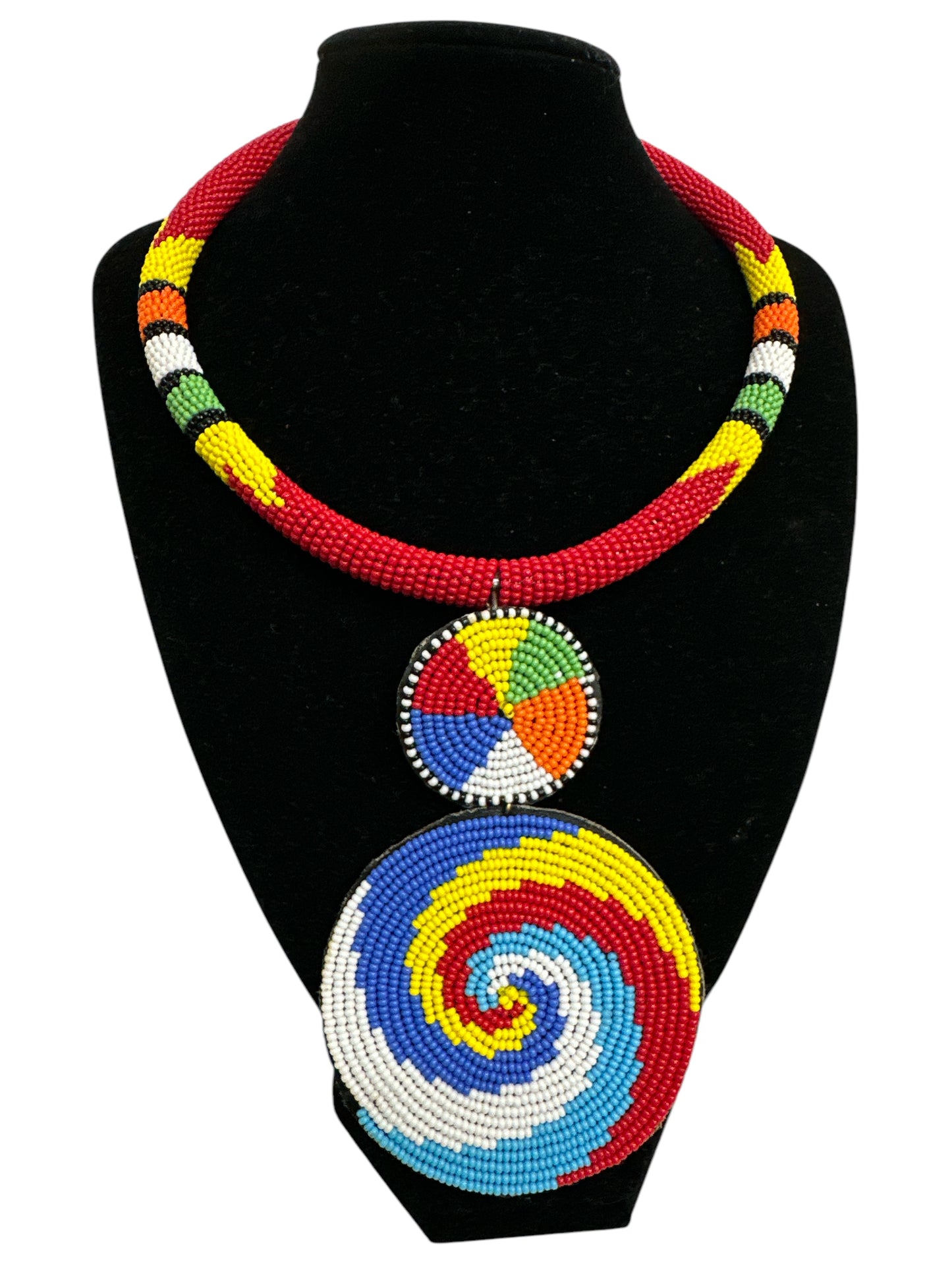 Handmade African Beaded Pendant Necklace – Vibrant Maasai-Inspired Jewellery