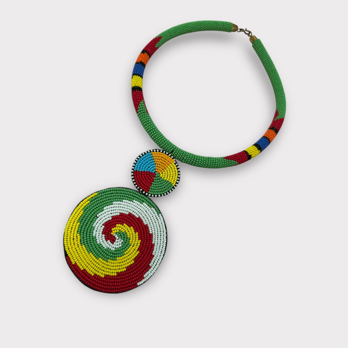 Handmade African Beaded Pendant Necklace – Vibrant Maasai-Inspired Jewellery