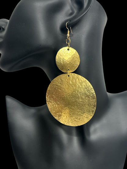 Authentic Handmade Hammered Brass Dangle Earrings