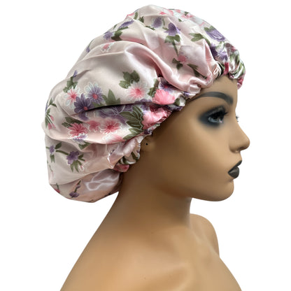 Adjustable Double-Layered Reversible Satin Silk Bonnet Cap – Premium Hair Protection Sleep Cap