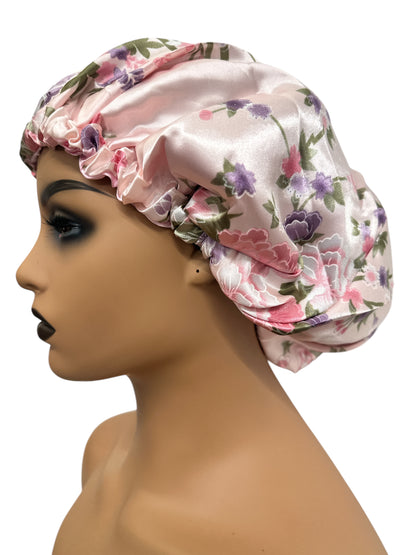 Adjustable Double-Layered Reversible Satin Silk Bonnet Cap – Premium Hair Protection Sleep Cap