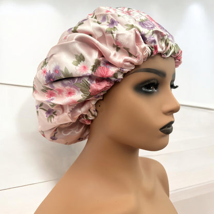 Adjustable Double-Layered Reversible Satin Silk Bonnet Cap – Premium Hair Protection Sleep Cap