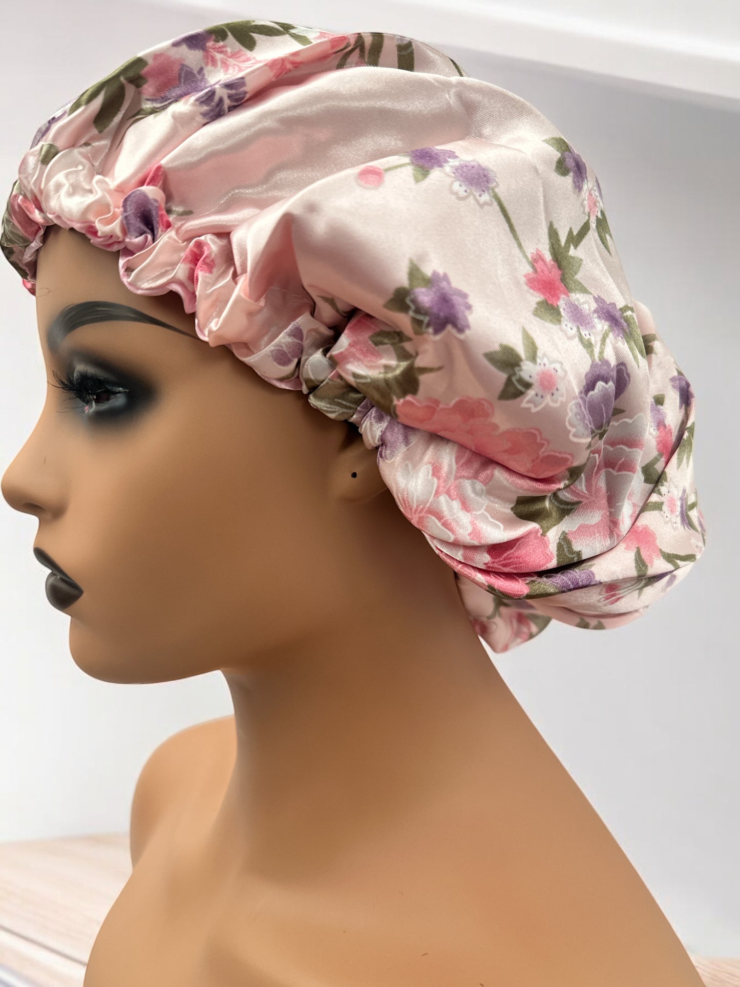 Adjustable Double-Layered Reversible Satin Silk Bonnet Cap – Premium Hair Protection Sleep Cap