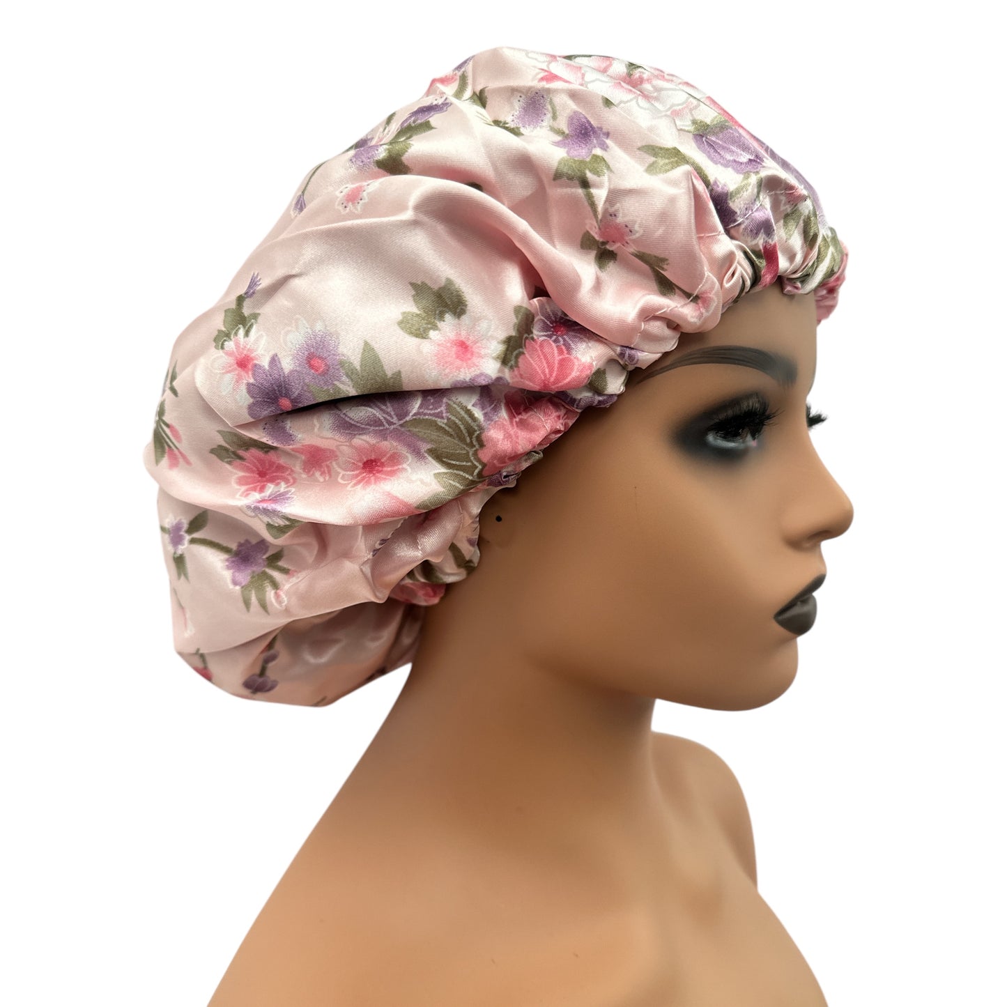 Adjustable Double-Layered Reversible Satin Silk Bonnet Cap – Premium Hair Protection Sleep Cap