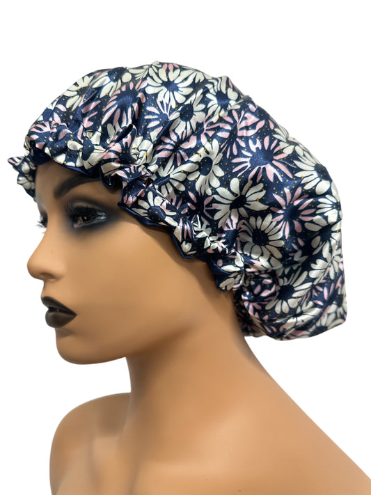 Adjustable Double-Layered Reversible Satin Silk Bonnet Cap – Premium Hair Protection Sleep Cap