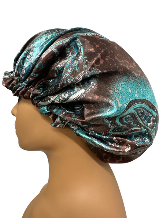 Adjustable Double-Layered Reversible Satin Silk Bonnet Cap – Premium Hair Protection Sleep Cap