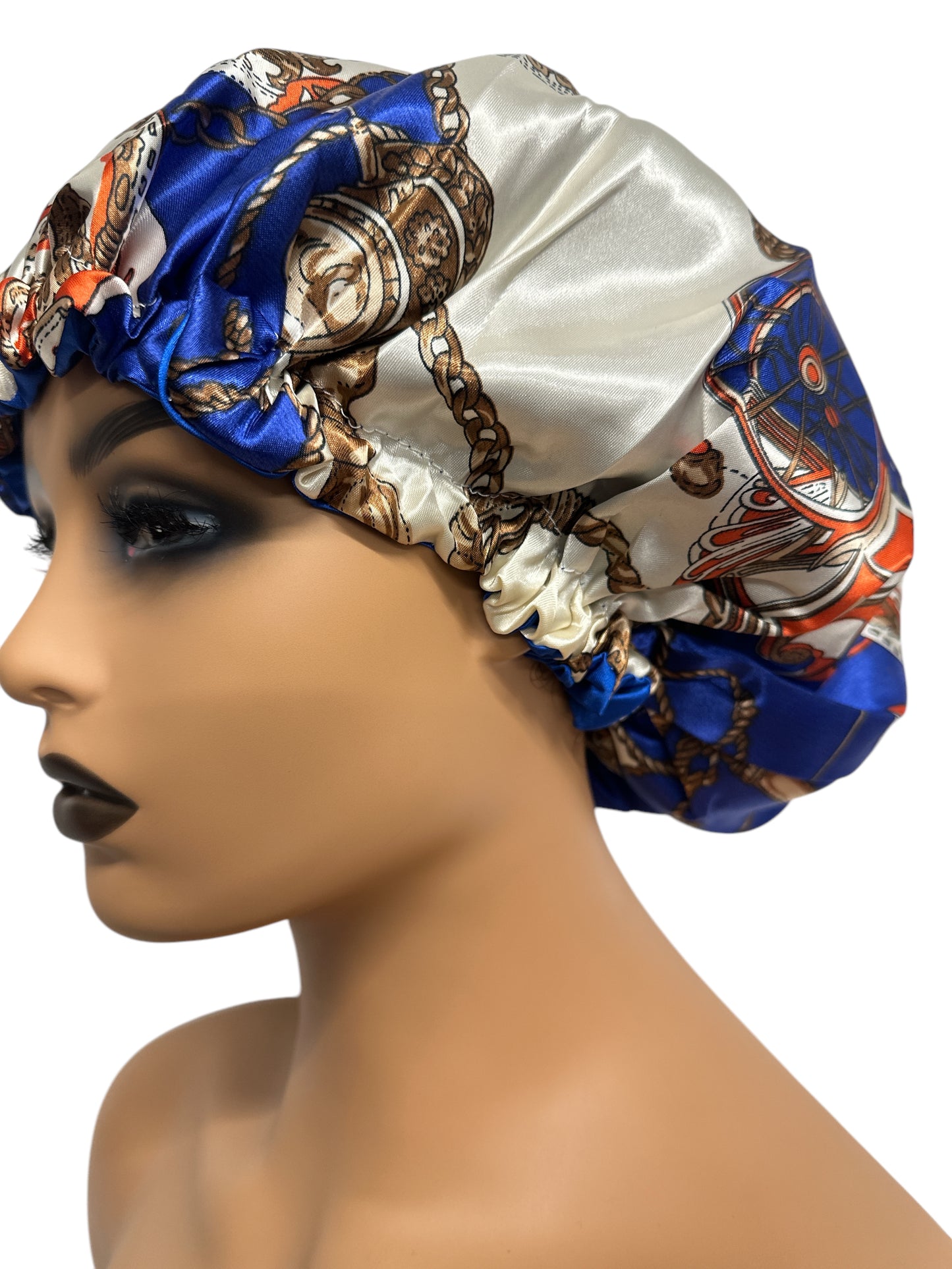 Adjustable Double-Layered Reversible Satin Silk Bonnet Cap – Premium Hair Protection Sleep Cap