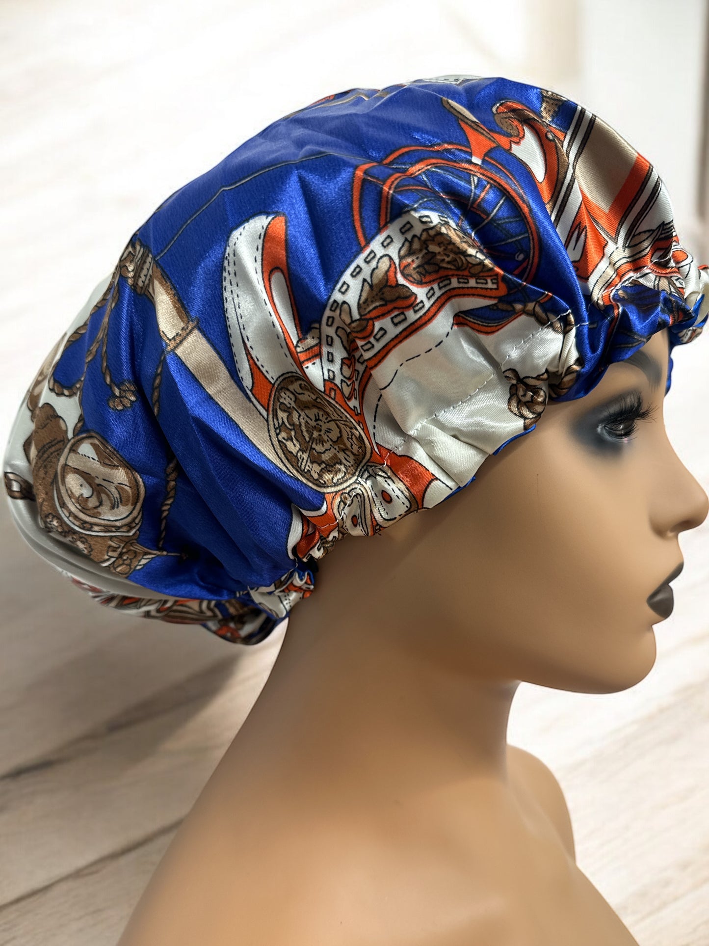 Adjustable Double-Layered Reversible Satin Silk Bonnet Cap – Premium Hair Protection Sleep Cap