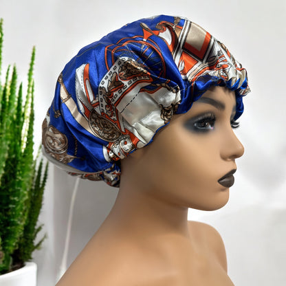 Adjustable Double-Layered Reversible Satin Silk Bonnet Cap – Premium Hair Protection Sleep Cap