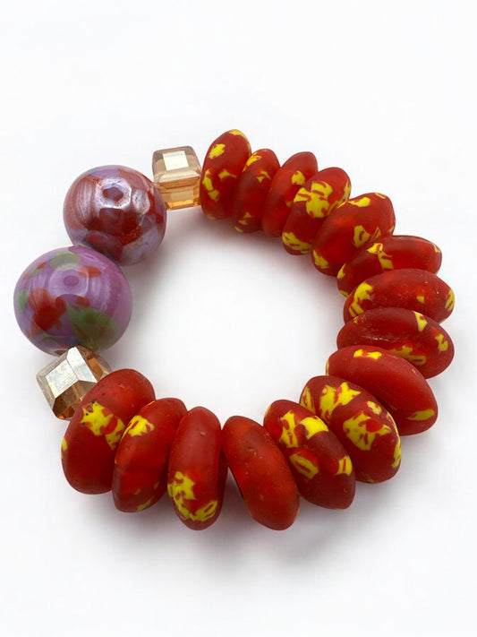 Handcrafted African Red Korobo Bead Bracelet