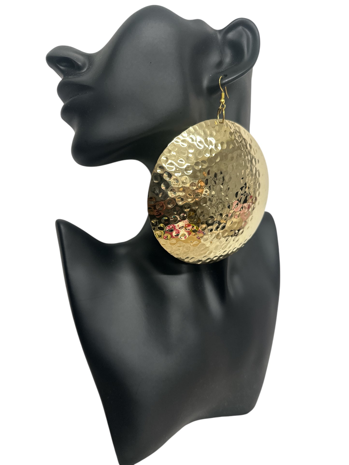 Handcrafted Oversized Hammered Brass Dangle Earrings – Bold & Elegant Statement Jewellery