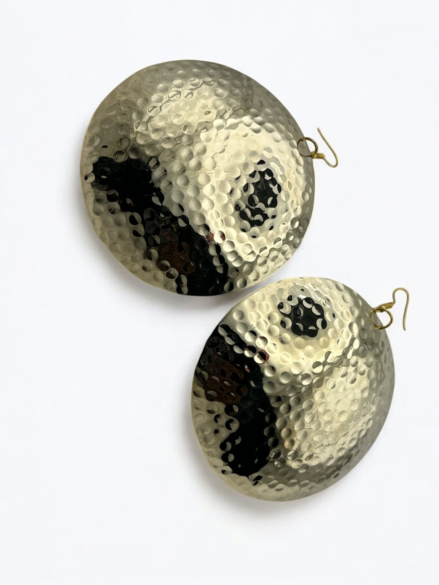 Handcrafted Oversized Hammered Brass Dangle Earrings – Bold & Elegant Statement Jewellery