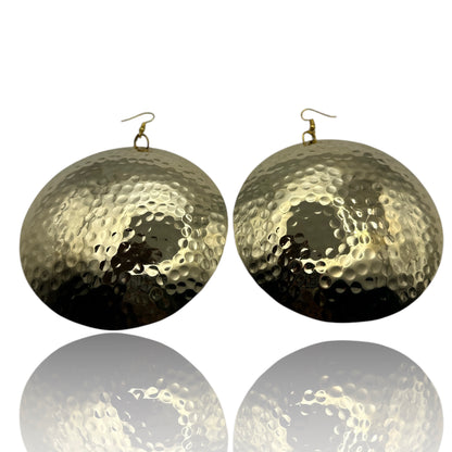 Handcrafted Oversized Hammered Brass Dangle Earrings – Bold & Elegant Statement Jewellery