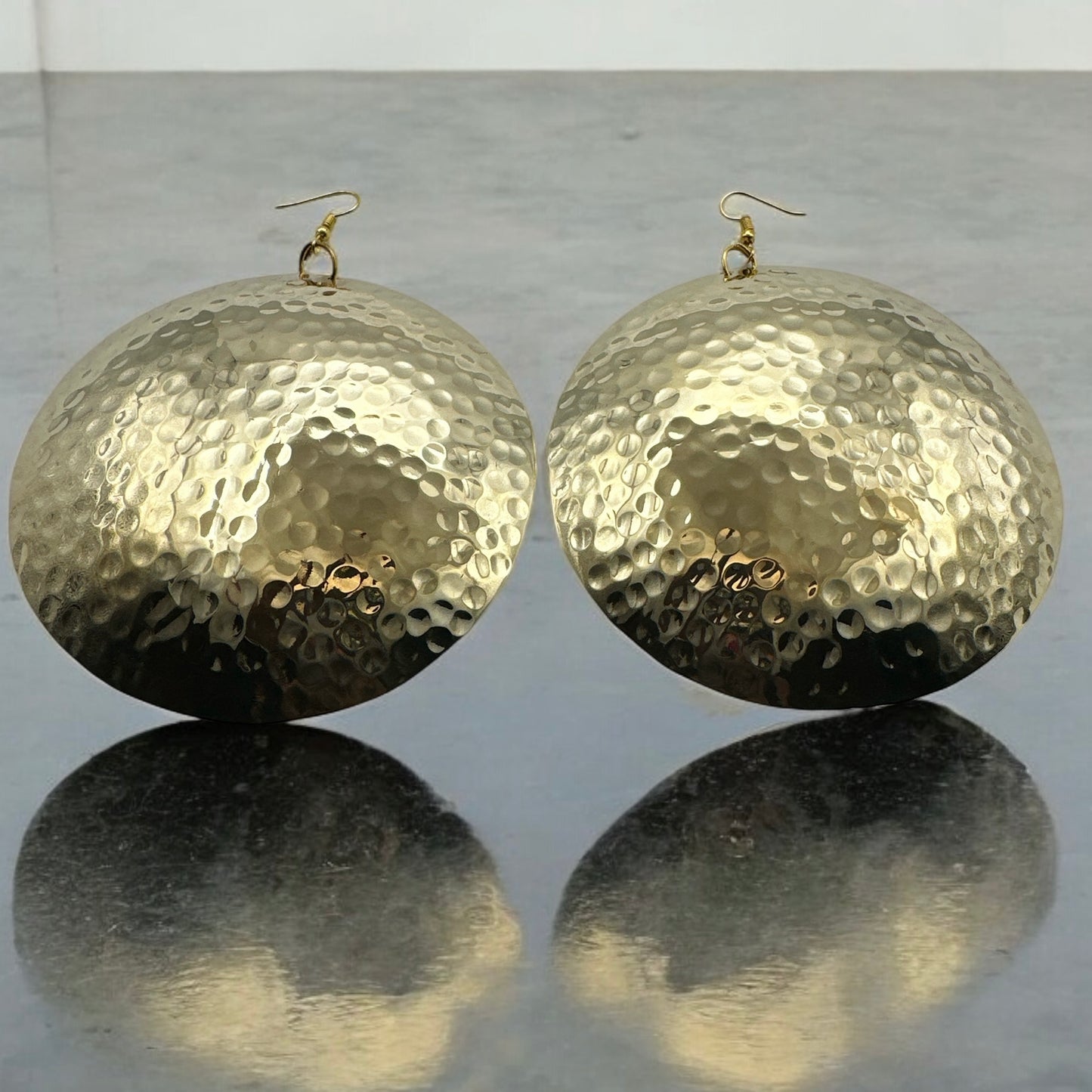 Handcrafted Oversized Hammered Brass Dangle Earrings – Bold & Elegant Statement Jewellery