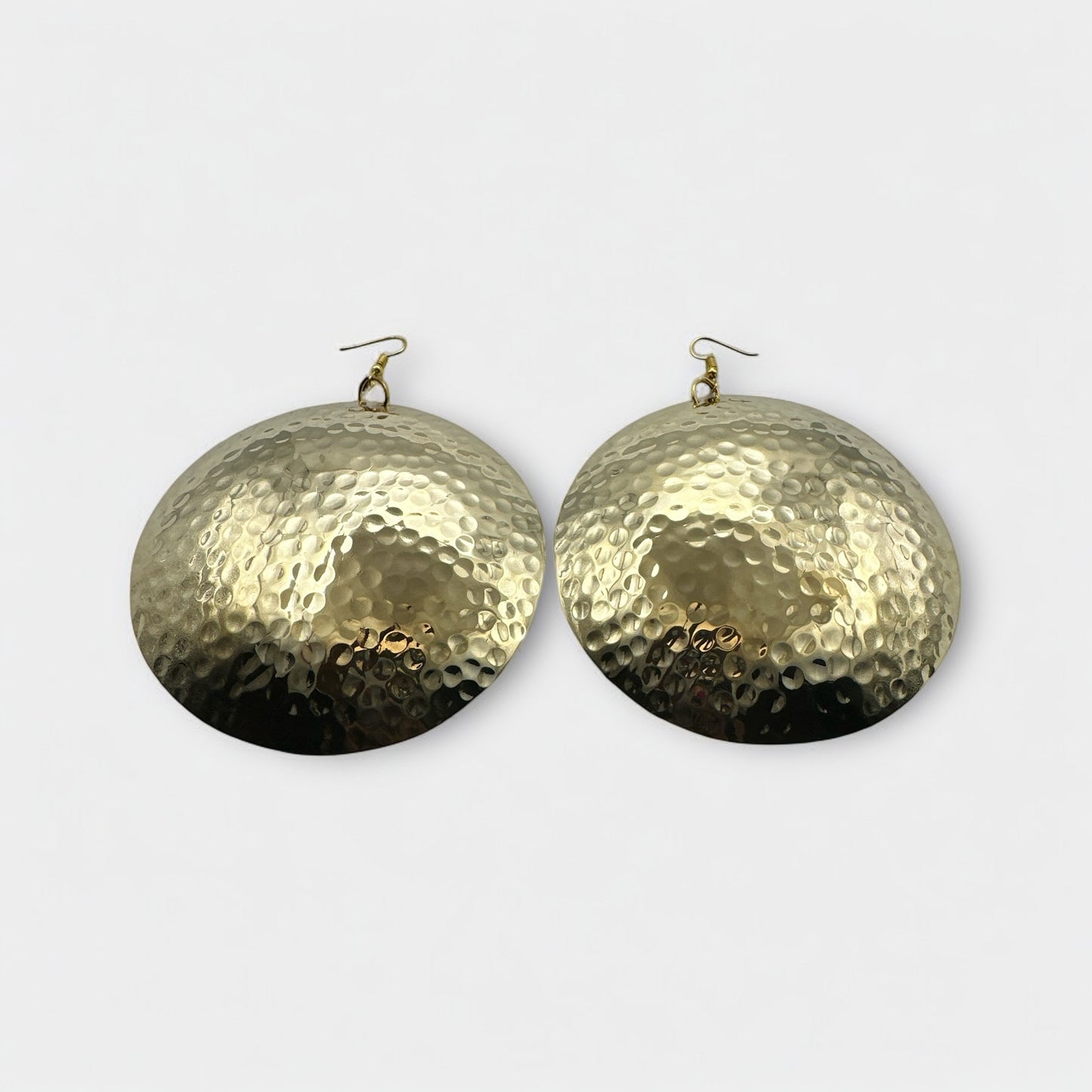 Handcrafted Oversized Hammered Brass Dangle Earrings – Bold & Elegant Statement Jewellery