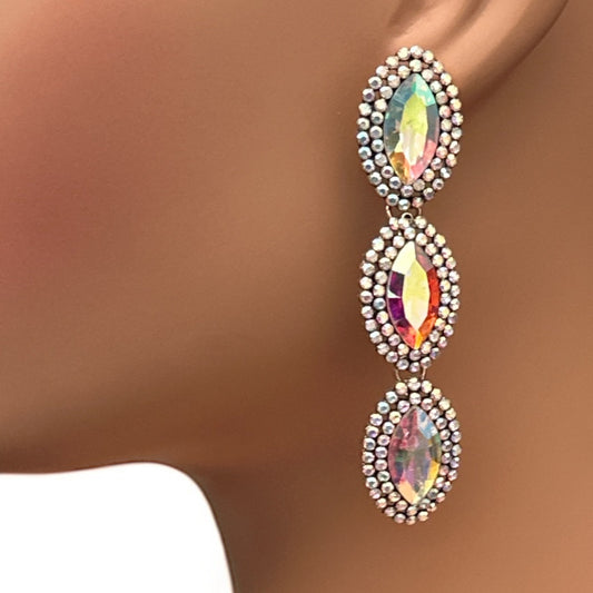 Long Elegant Sparkling Dazzling Statement Drop Earrings