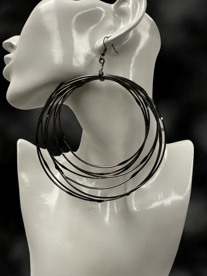 Oversized Multi-Hoop Wire Earrings - Bold Statement Jewellery