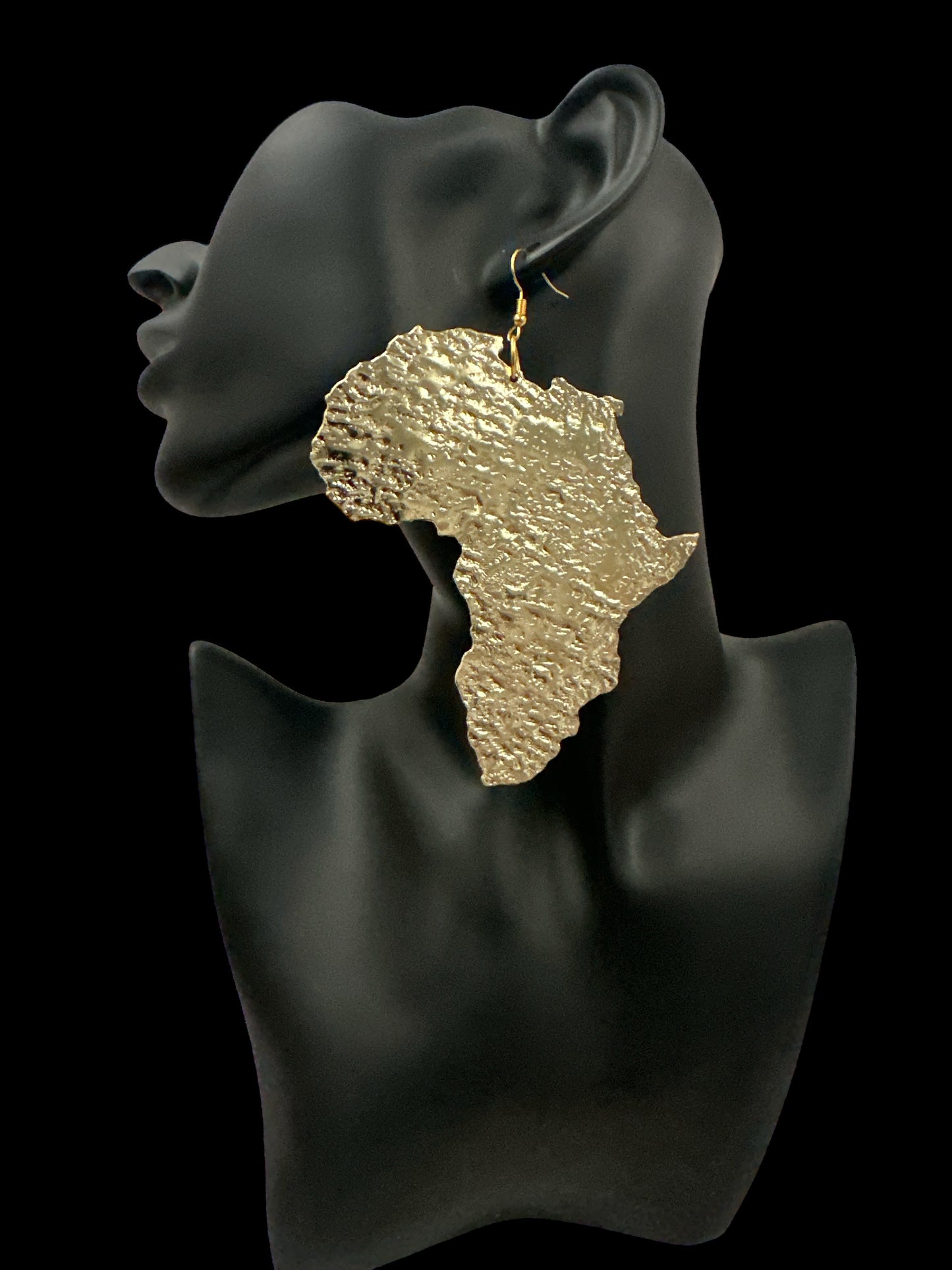 Oversized African Map Brass Dangle Earrings (Gold & Silver)