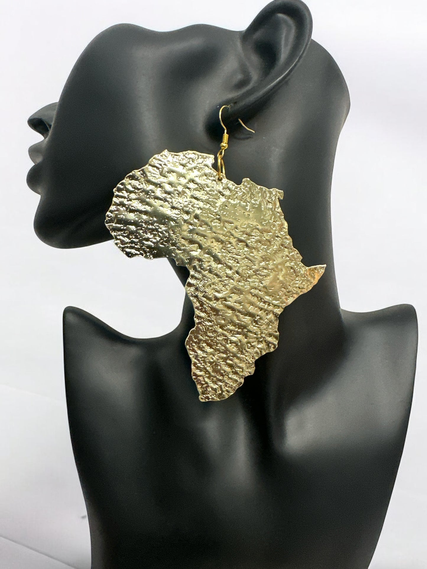 Oversized African Map Brass Dangle Earrings (Gold & Silver)