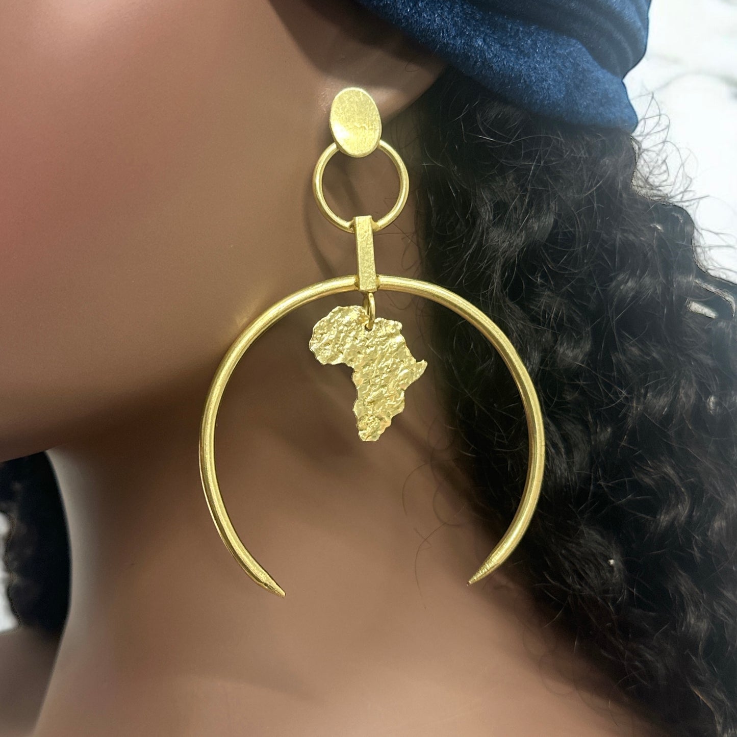 Brass African Map Hoop Earrings – Handmade Afrocentric Jewellery