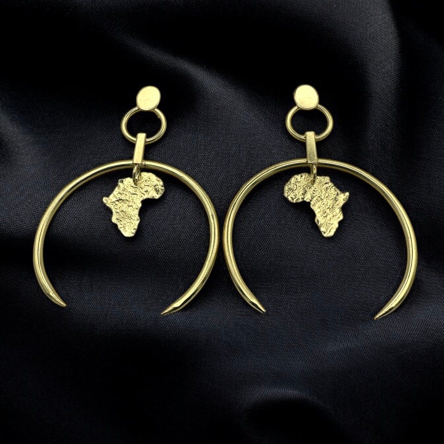 Brass African Map Hoop Earrings – Handmade Afrocentric Jewellery