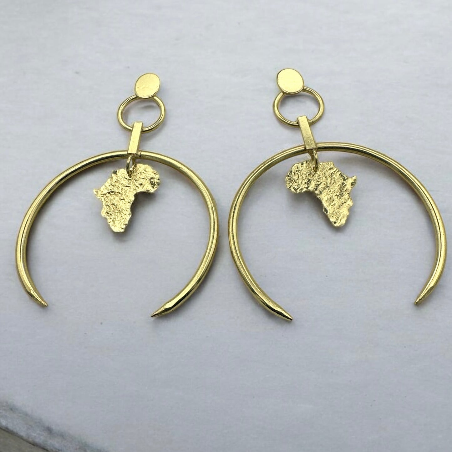 Brass African Map Hoop Earrings – Handmade Afrocentric Jewellery