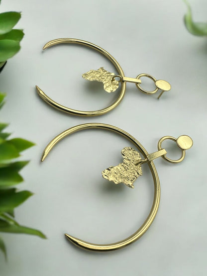 Brass African Map Hoop Earrings – Handmade Afrocentric Jewellery