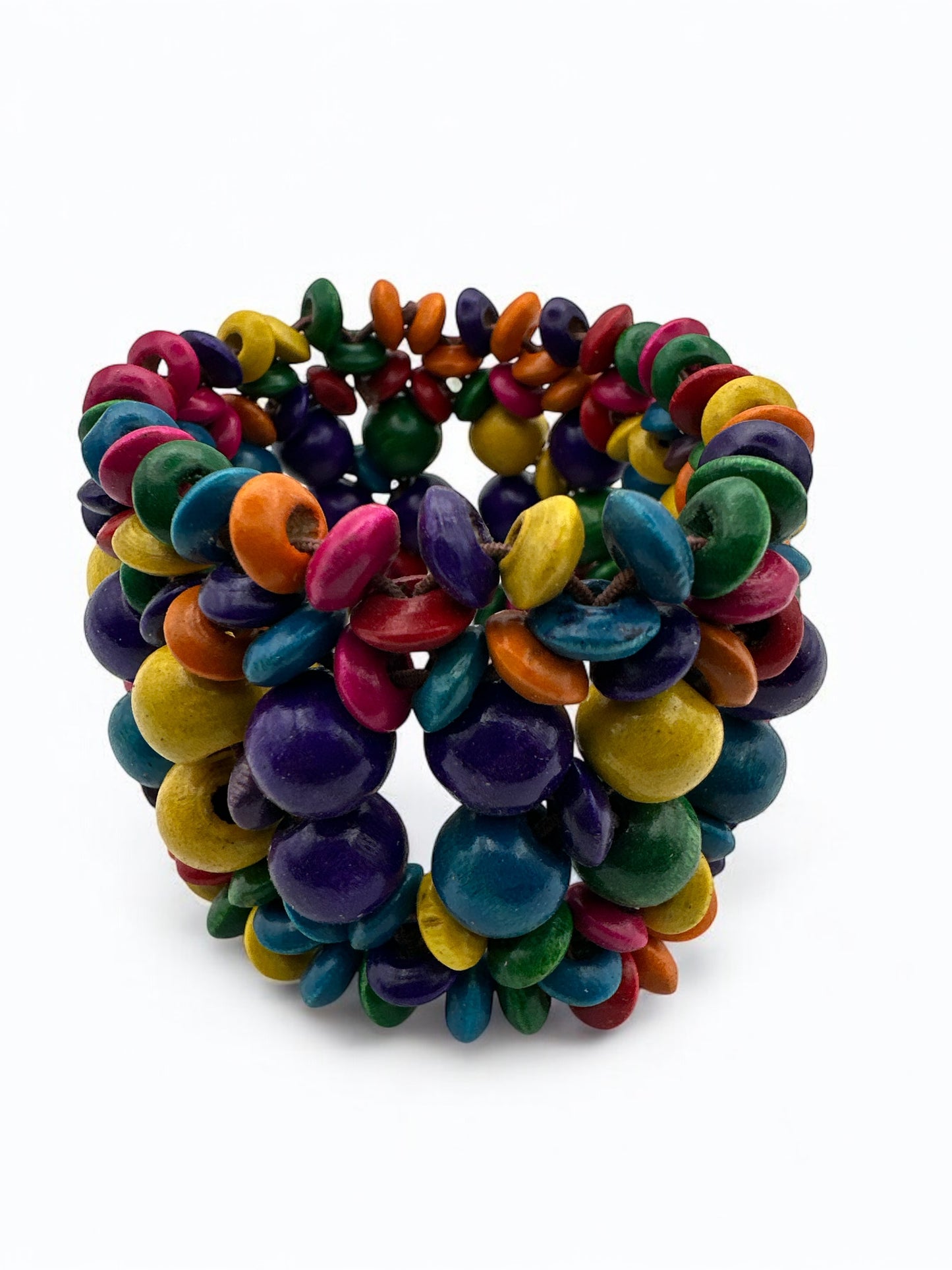 Bohemian Multicoloured Wooden Beaded Bracelet